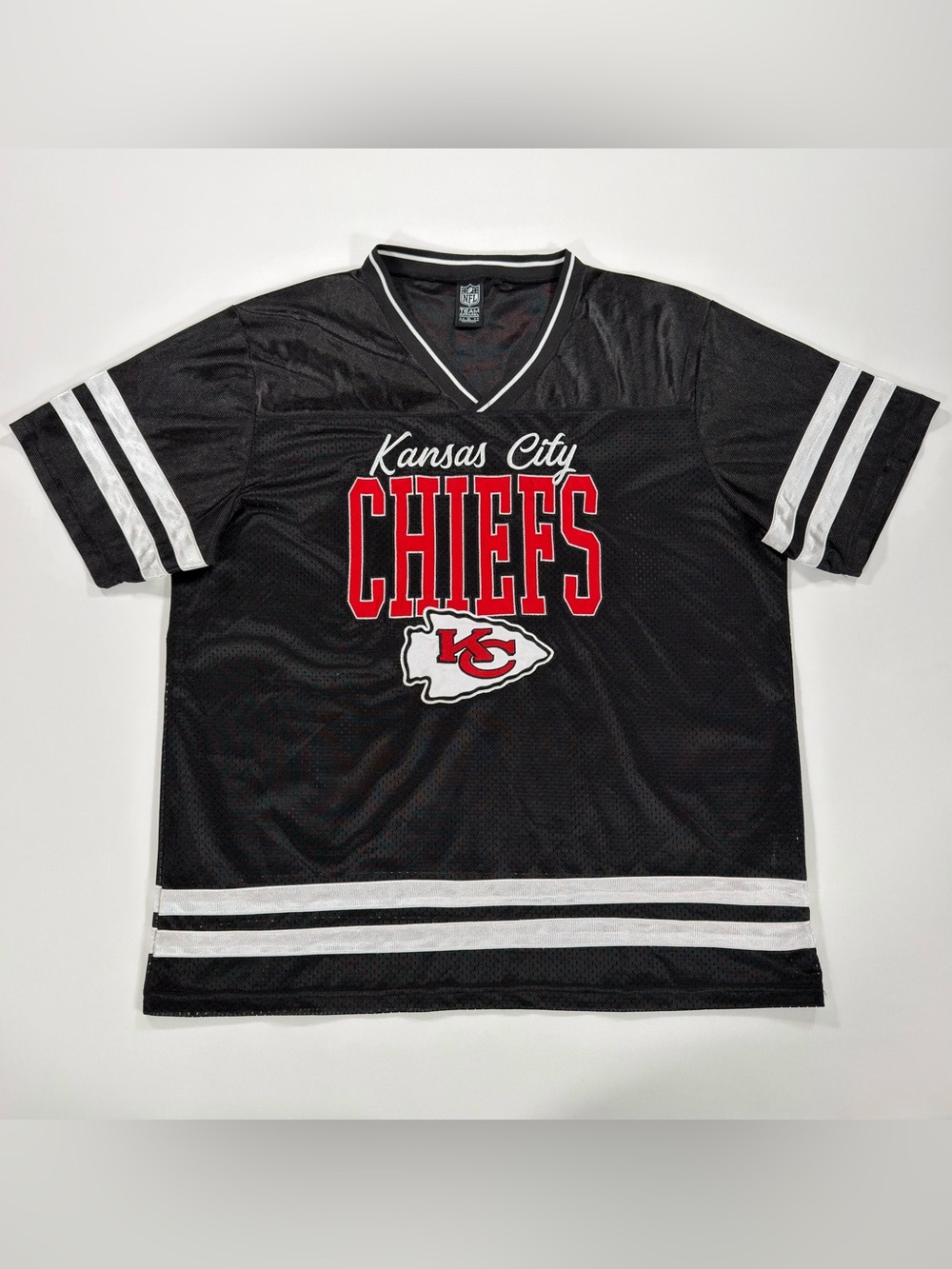 Kansas City Chiefs NFL Team Apparel Mesh Logo Black Jersey T-Shirt Size XL